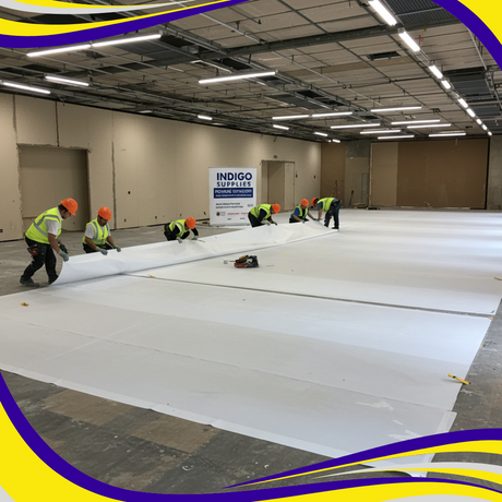 polythene sheeting being used for floor protection