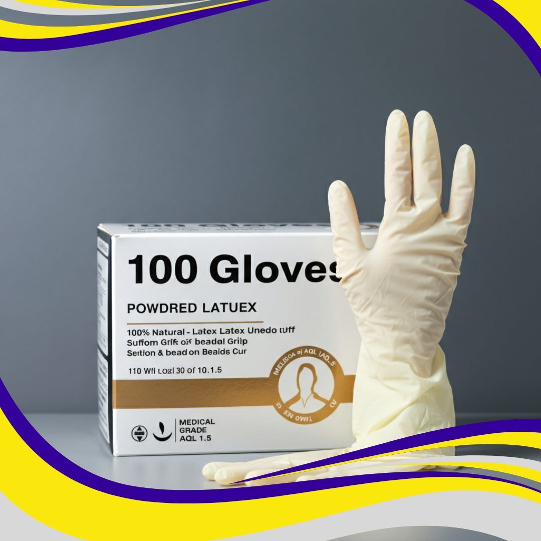 Latex Gloves Pre-Powdered (Box of 100)