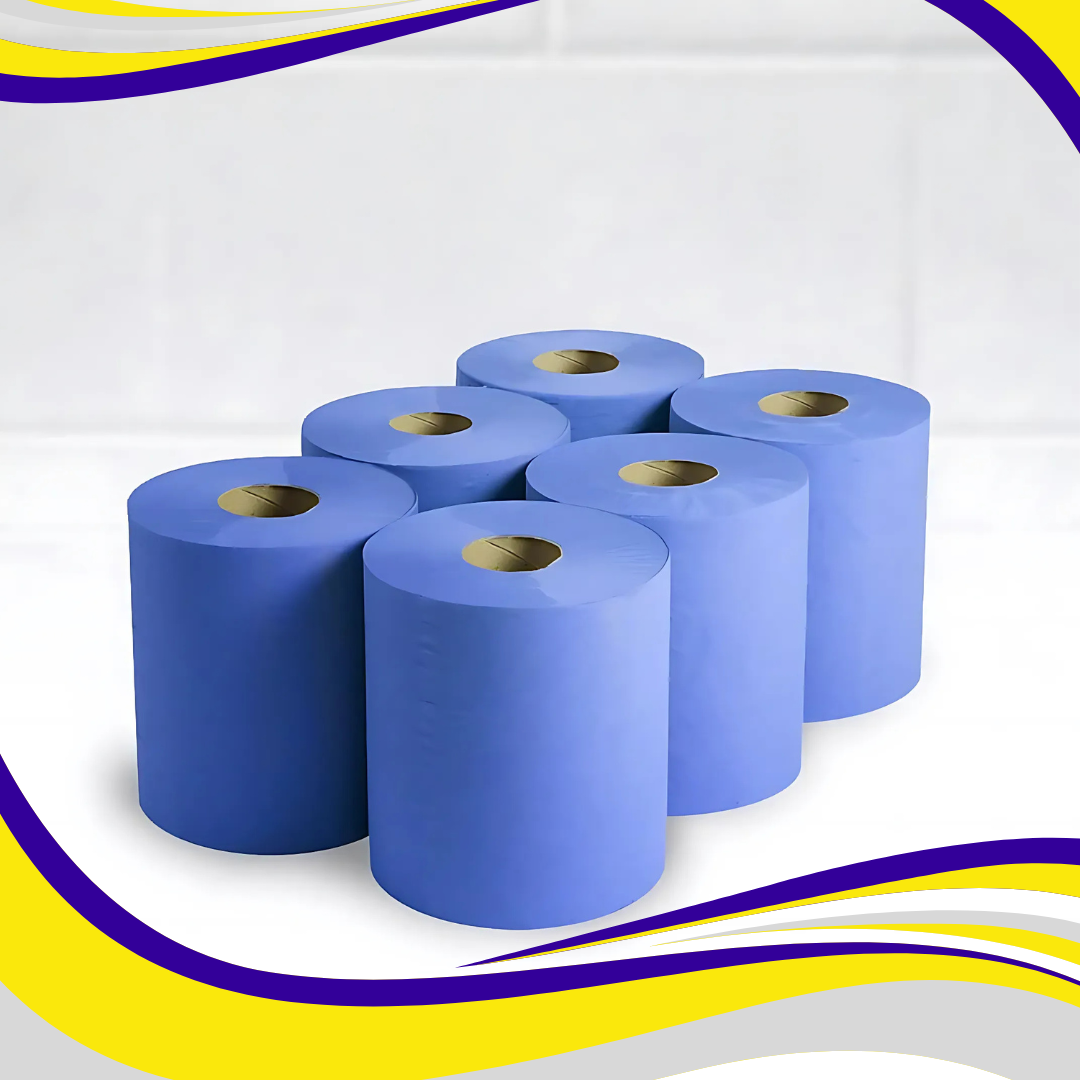 Blue Paper Rolls 8" x 150 metres (6 pack)