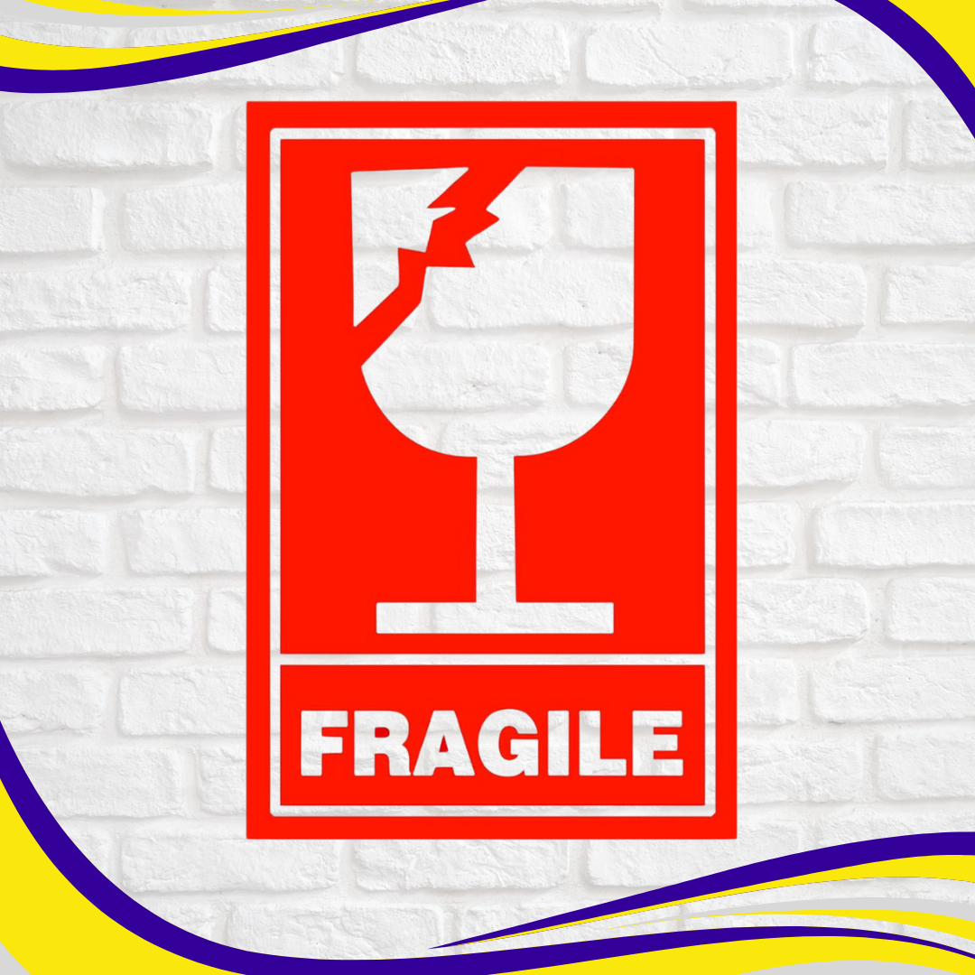 Self-Adhesive Label "FRAGILE" & Glass Symbol